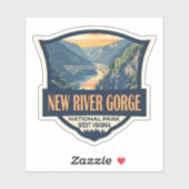 Nieuwe River Gorge National Park Illustratie Retro Sticker (Vel)
