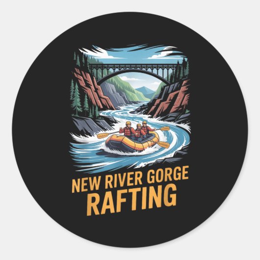 Nieuwe River Gorge Rafting Whitewater Kayak Outdoo Ronde Sticker (Voorkant)