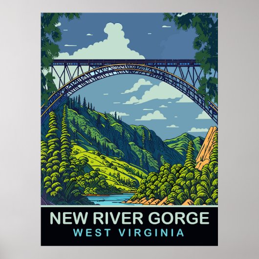 Nieuwe Rivierkloof, Brug, WV, Reizen Poster (Voorkant)