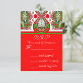 Nieuwe Rode Kerstmis RSVP-partij Uitnodigingskaart RSVP Kaartje (Staand voorkant)