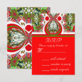 Nieuwe Rode Kerstmis RSVP-partij Uitnodigingskaart RSVP Kaartje (Voorkant / Achterkant)