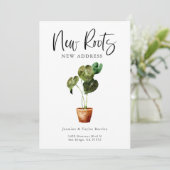 Nieuwe Roots Nieuw Adres Houseplant Verhuizen Aankondiging (Staand voorkant)