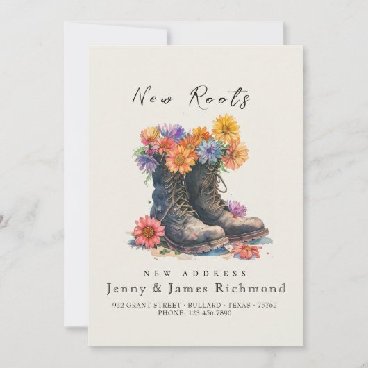 Nieuwe Roots - Nieuw adres I Schoenen en Bloemen Aankondiging (Voorkant)