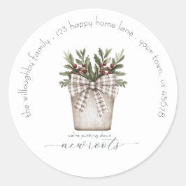 Nieuwe Roots Nieuw adreslabel neerzetten Ronde Sticker