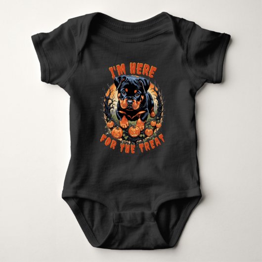 Nieuwe Rottweiler Puppy Halloween Baby Bodysuit (Voorkant)
