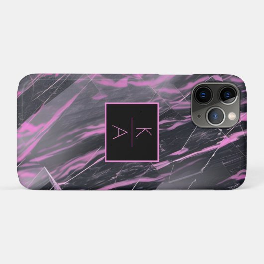 Nieuwe roze en zwarte monogram Iphone draagtas Case-Mate iPhone Case (Achterkant (horizontaal))