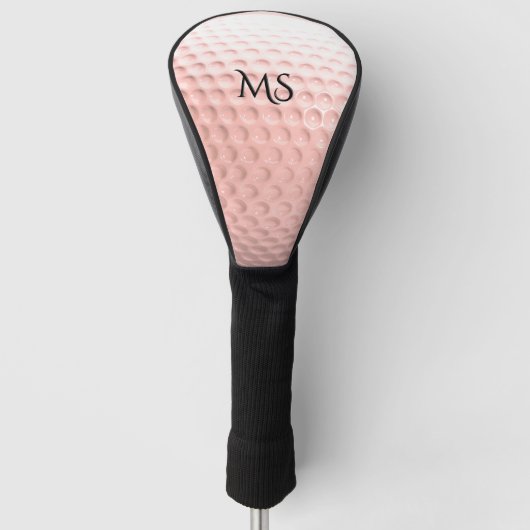 Nieuwe roze golfbal met persoonlijk monogram golfheadcover (Voorkant)