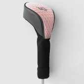 Nieuwe roze golfbal met persoonlijk monogram golfheadcover (Schuin)