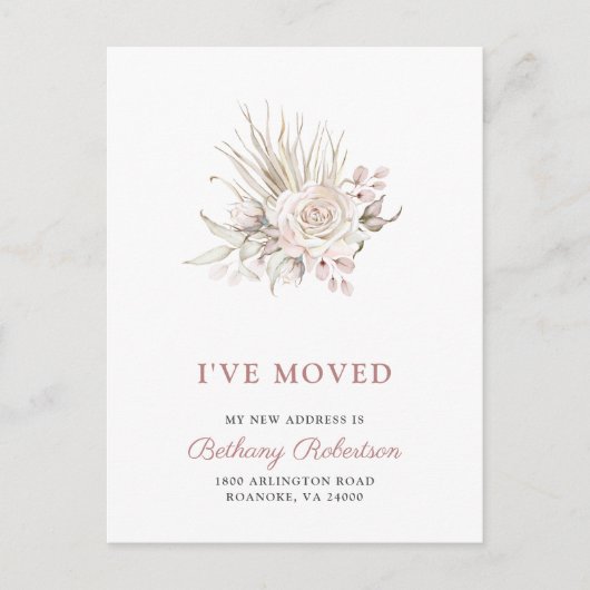 Nieuwe roze startroze rozen Eucalyptus Gedroogde p Aankondigingskaart (Voorkant)