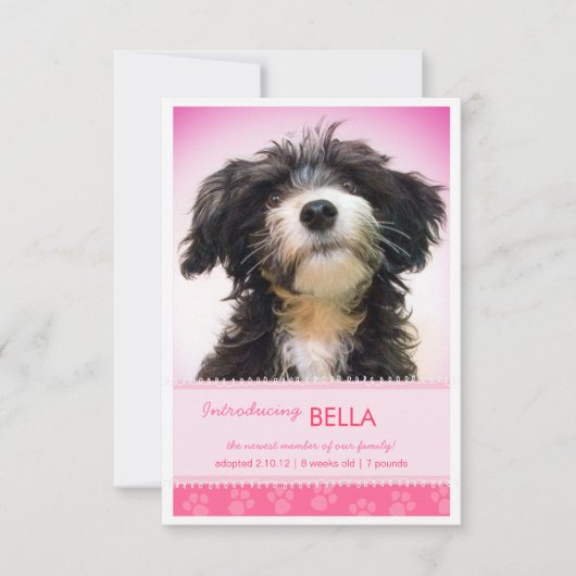 Nieuwe roze voetafdrukken voor meisjesbekendmaking aankondiging (Voorkant)