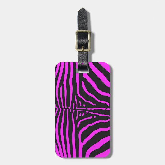Nieuwe roze zwarte zebraprint accessoires - aanpas bagagelabel (Voorkant verticaal)