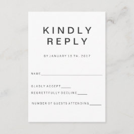 Nieuwe RSVP-kaart met minimalistische Gothic RSVP Kaartje