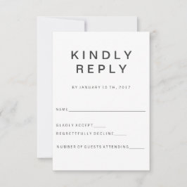 Nieuwe RSVP-kaart met minimalistische Gothic RSVP Kaartje
