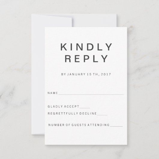 Nieuwe RSVP-kaart met minimalistische Gothic RSVP Kaartje (Voorkant)