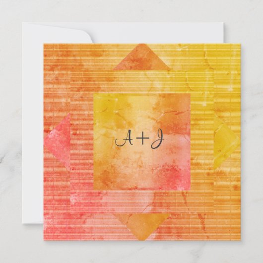 NIEUWE RUSTIC GEEL ORANJE WEDDINVITATIE KAART (Voorkant)