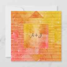 NIEUWE RUSTIC GEEL ORANJE WEDDINVITATIE