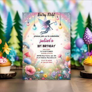 nieuwe schattige Floral Roze meisje fee eerste 1e Kaart