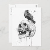 Nieuwe schedel (bw) briefkaart (Voorkant / Achterkant)