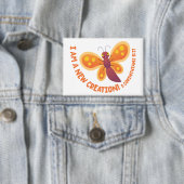 Nieuwe schepping cute vlinder cartoon bijbelvers button (Insitu)