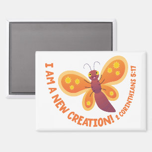 Nieuwe schepping cute vlinder cartoon bijbelvers magneet