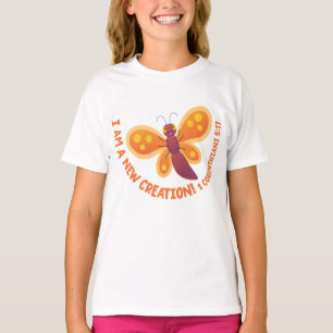 Nieuwe schepping cute vlinder cartoon bijbelvers t-shirt