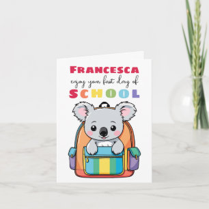 Nieuwe school startkaart voor zoon dochter koala kaart
