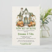 Nieuwe set sleutels! Housewarming Halloween Party Kaart (Staand voorkant)