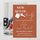 Nieuwe set sleutels Housewarming Terracotta Foto t Kaart (Voorkant / Achterkant)