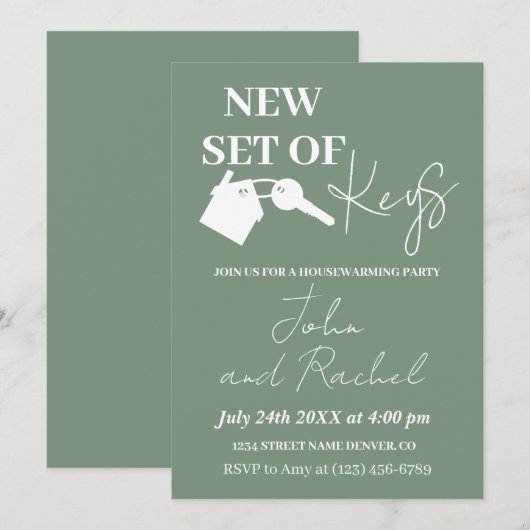Nieuwe set van sleutels Modern Housewarming Party  Kaart (Voorkant / Achterkant)