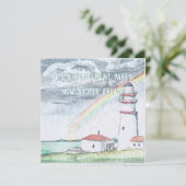 Nieuwe Shores Lighthouse Pensioen Party Uitnodigin Kaart (Staand voorkant)