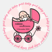 Nieuwe Sjabloon Baby Girl Ronde Sticker (Voorkant)