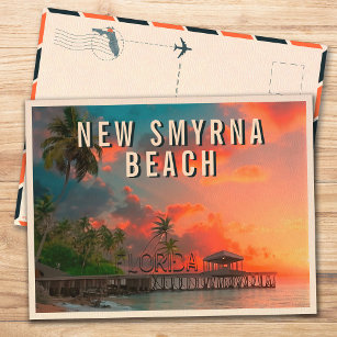 Nieuwe Smyrna Beach Florida Tropische palmboom jar Briefkaart