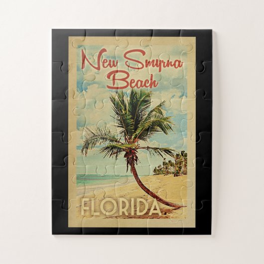 Nieuwe Smyrna Beach Palm Tree Vintage-reis Legpuzzel (Verticaal)