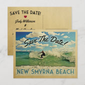 Nieuwe Smyrna Beach sparen de datum die Florida ov Aankondigingskaart (Voorkant / Achterkant)