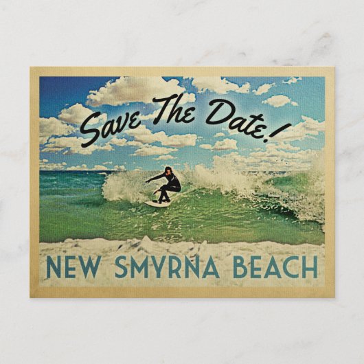 Nieuwe Smyrna Beach sparen de datum die Florida ov Aankondigingskaart (Voorkant)