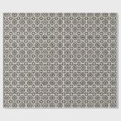 Nieuwe Spaanse Tegel Pattern Black en Cream Cadeaupapier (Vlak)