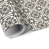 Nieuwe Spaanse Tegel Pattern Black en Cream Cadeaupapier (Rol Hoek)