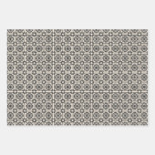 Nieuwe Spaanse Tegel Pattern Black en Cream Inpakpapier Vel (Voorkant)