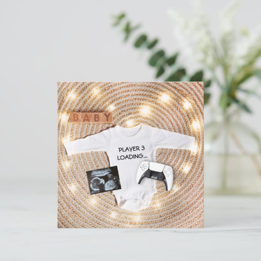 Nieuwe speler laden grappige echogram foto zwanger aankondiging (Staand voorkant)