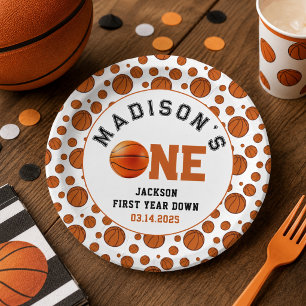 Nieuwe Speler van het Jaar 1e Verjaardag Basketbal Papieren Bordje