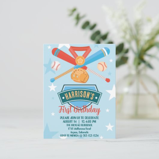 Nieuwe speler van het jaar honkbal 1e verjaardag briefkaart (Staand voorkant)