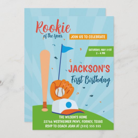 Nieuwe Speler van het Jaar Honkbal 1e Verjaardagsf (Voorkant / Achterkant)