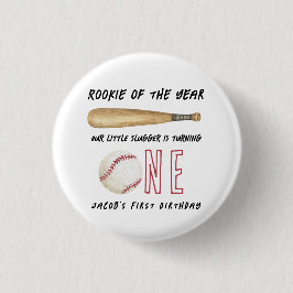 Nieuwe Speler van het Jaar Honkbal 1e Verjaardagsf Ronde Button 3,2 Cm