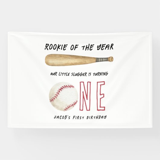 Nieuwe speler van het jaar honkbal 1e verjaardagsf spandoek (Horizontaal)