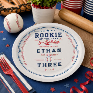 Nieuwe Speler van het Jaar Honkbal 3e Verjaardagsf Papieren Bordje