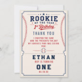 Nieuwe Speler van het Jaar Honkbal Ticket 1e Verja Bedankkaart (Voorkant)