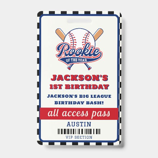 Nieuwe Speler Van Het Jaar Honkbal Verjaardagsfees Badge (Voorzijde)