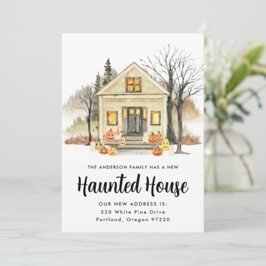 Nieuwe Spokenhuis Halloween Verhuizing Aankondiging (Staand voorkant)