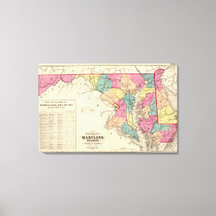 Nieuwe spoorwegkaart van de staten van Maryland Canvas Afdruk