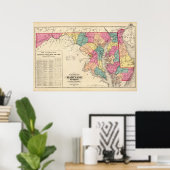 Nieuwe spoorwegkaart van de staten van Maryland Poster (Thuiskantoor)